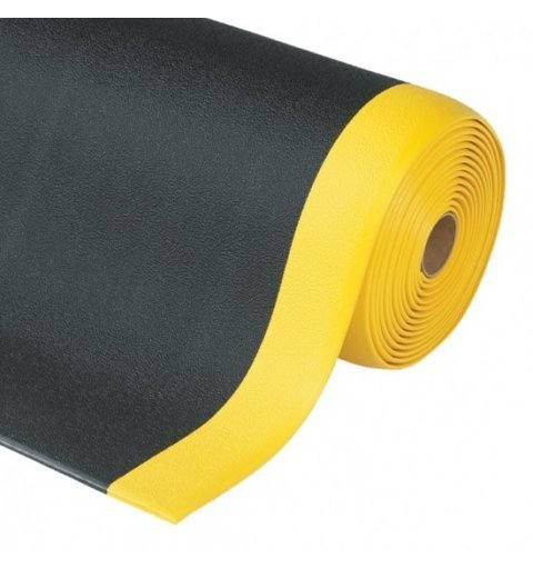 Maty antyelektrostatyczne Cushion Stat antyzmęczeniowa ergonomiczna kolor czarny z żółtymi brzegami najazdami