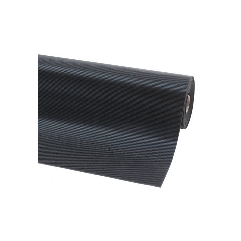 Smalle geribbelde rubberen mat Rib en rol 6 mm band black