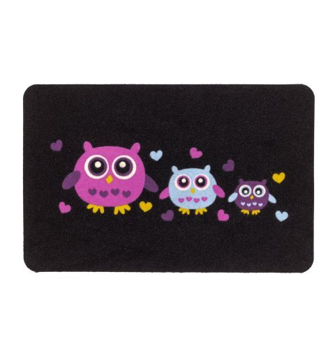 doormat needle Paris 5 owls 40x60 cm black