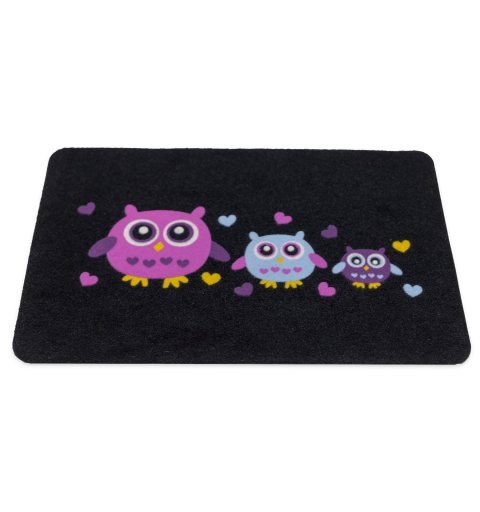 doormat needle Paris 5 owls 40x60 cm black