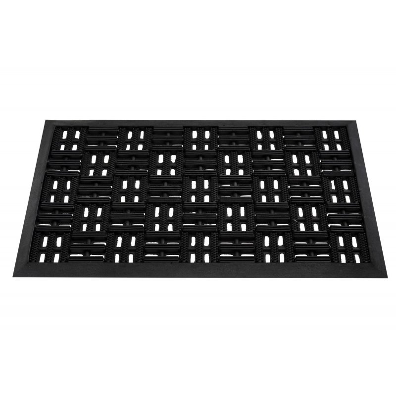 Black rubber shoe doormat with convex squares Eye mat 3 45x75 cm