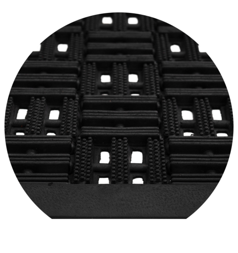 Zwarte rubberen schoendeurmat met bolle vierkanten Oogmat 3 45x75 cm