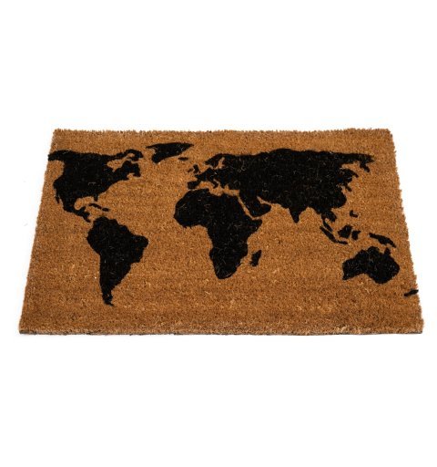 Wycieraczka kokosowa naturalna Mapa świata czarna Couleur Natural 40x60 cm kolor wycieraczki brązowy 895-001 ean 5902211895015