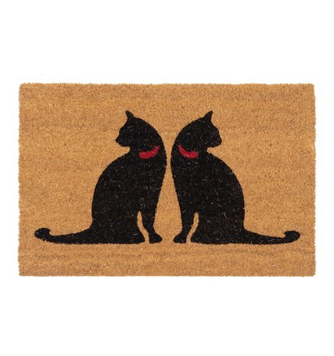 Kokosnuss Fußmatte Katzen 40x60 cm braun zwei Katzen natur