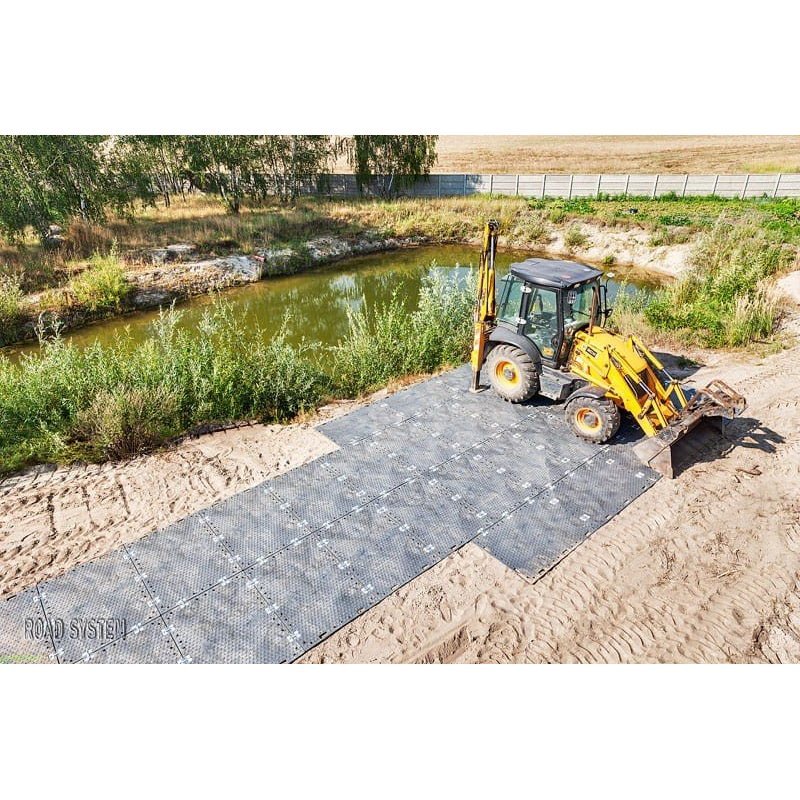 Road plate 120x180 cm h 2 cm black road mat for 45 tons realization photo