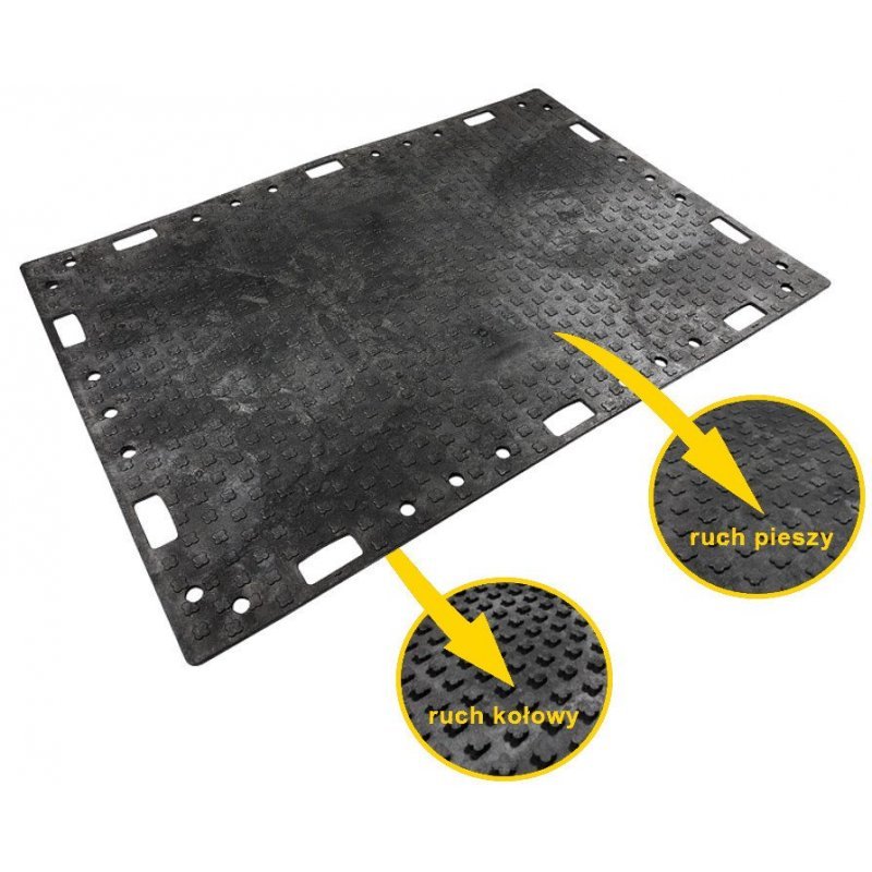 Road plate 120x180 cm h 2 cm black road mat for 45 tons types
