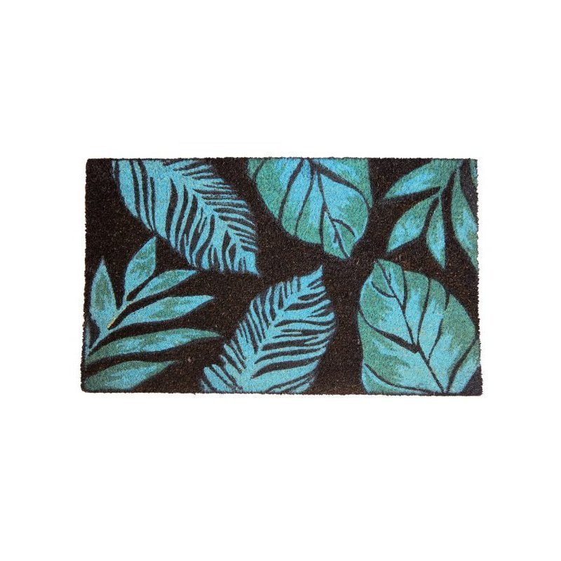Doormat coconut 45x75 cm blue leaves