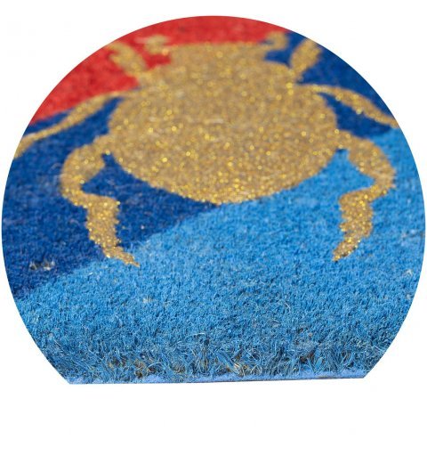 Wycieraczka kokosowa chrząszcz 40x60 cm brąz pasy czerwony niebieski