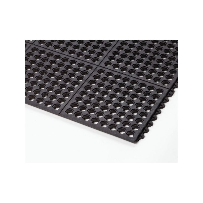 Anti-fatigue mat Cushion Ease modular rubber black color