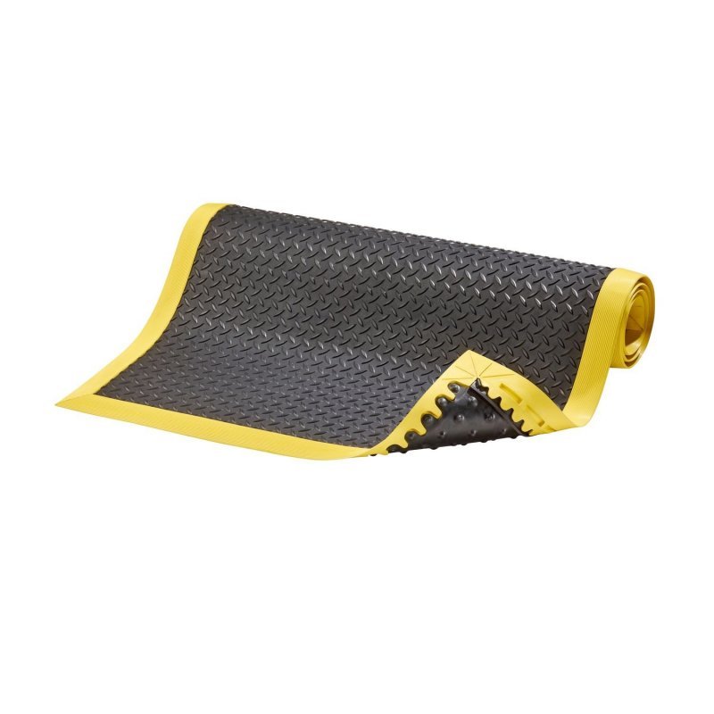 Mata antypoślizgowa Cushion Flex czarna żółte brzegi ergonomiczna nitrylowa