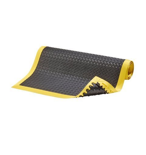 Non-slip mat Cushion Flex black yellow edges ergonomic 91x210 cm