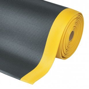 anti-fatigue mat Crossrib Sof Tred bench mat  black yellow lines