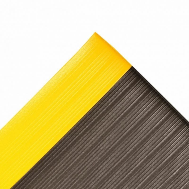 Mata antyzmęczeniowa Airug ergonomiczna czarna z żółtymi brzegami