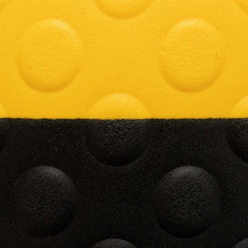 Mata ergonomiczna Bubble Sof tred vinyl pianka antyzmęczeniowa czarna żółte linie