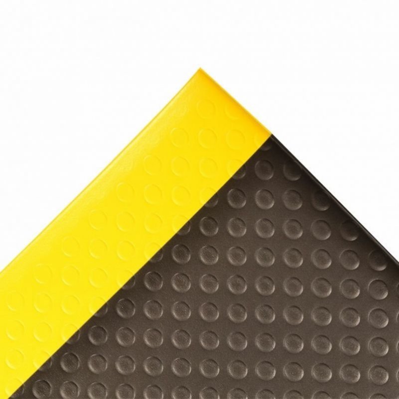 Mata ergonomiczna Bubble Sof tred vinyl pianka antyzmęczeniowa czarna żółte linie