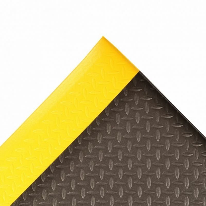 Anti-vermoeidheidsmat Diamond sof tred zwarte gele lijnen