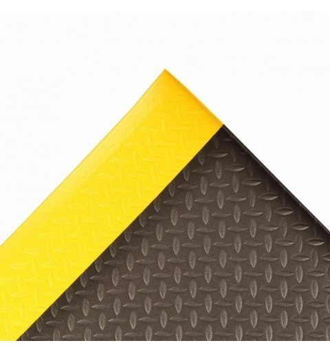 Mata antyzmęczeniowa Diamond sof tred antypoślizgowa ergonomiczna czarna żółte linie