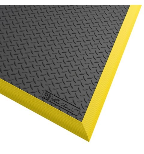 Diamond Flex ergonomic anti-slip mat, black with yellow edges black yellow borders lines