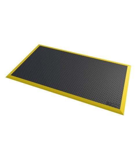 Diamond Flex ergonomic anti-slip mat, black with yellow edges black yellow borders lines