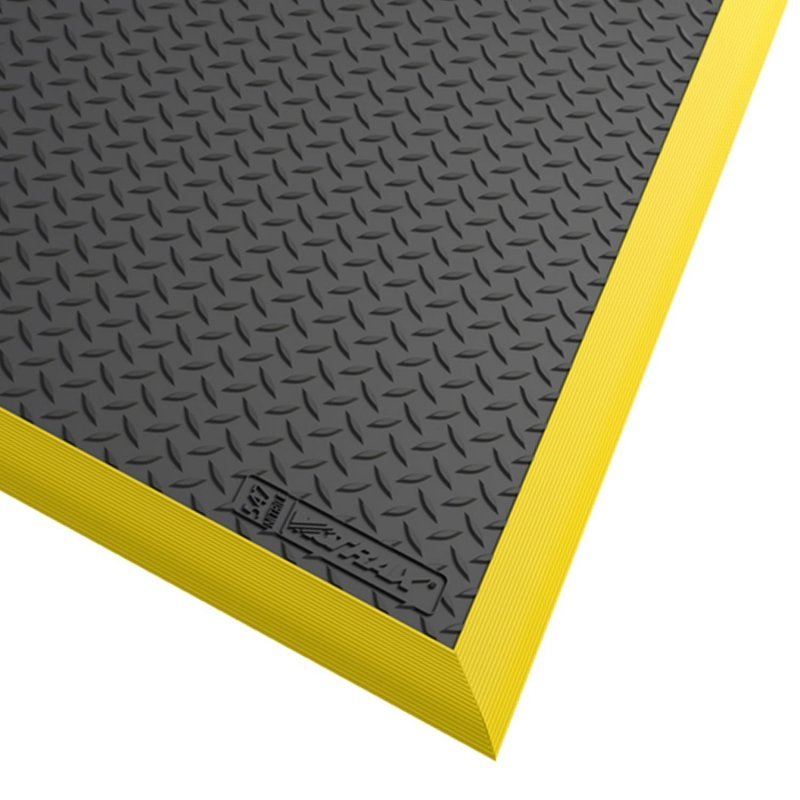 Diamond Flex ergonomische Antirutschmatte schwarz mit gelben Kanten