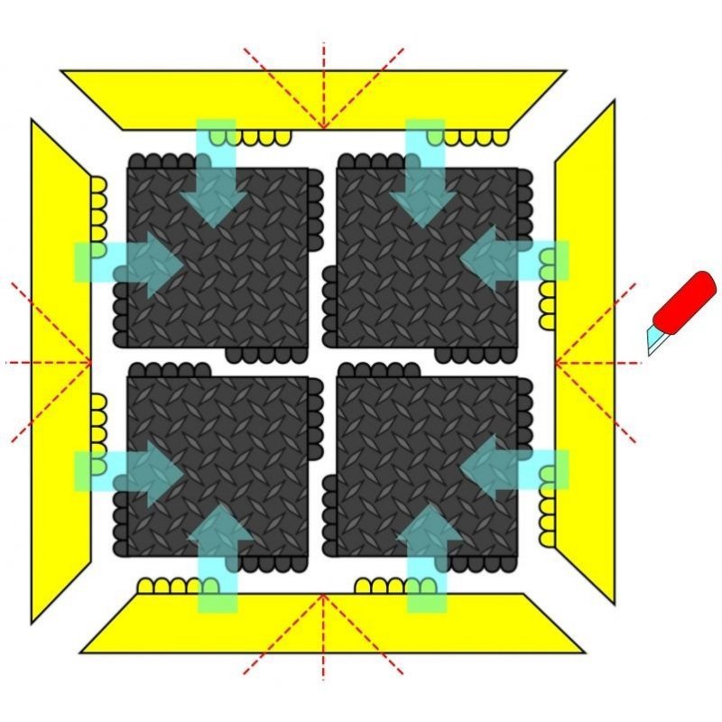 Anti-slip mat De Flex 570 45x45x1.9 cm black eronomic yellow ramp