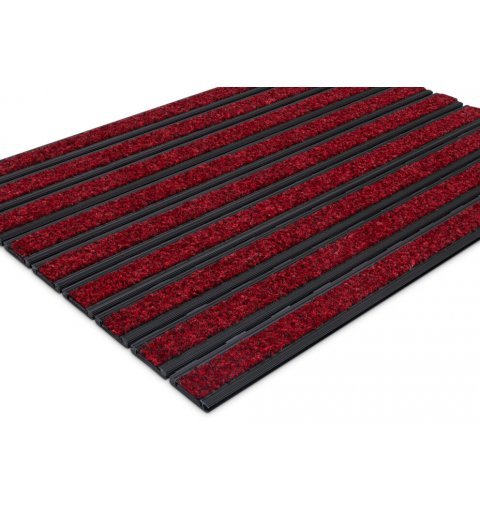 Wycieraczka aluminiowa czarny profil rysp Junior 12 mm tekstylna czerwona
