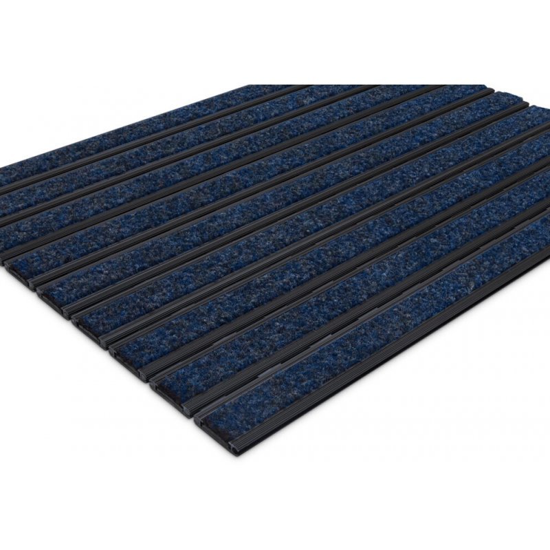 Wycieraczka aluminiowa czarny profil rysp Junior 12 mm tekstylna niebieska