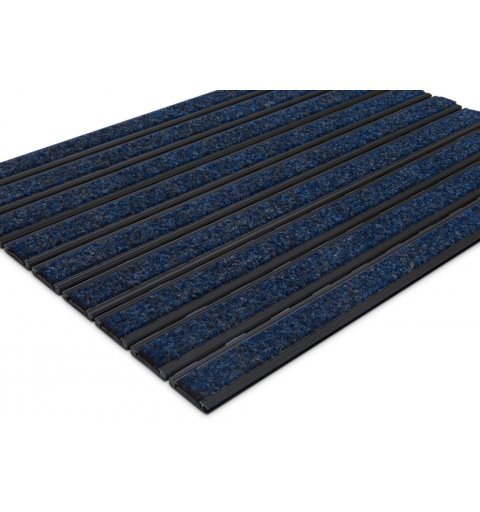 Wycieraczka aluminiowa czarny profil rysp Junior 12 mm tekstylna niebieska