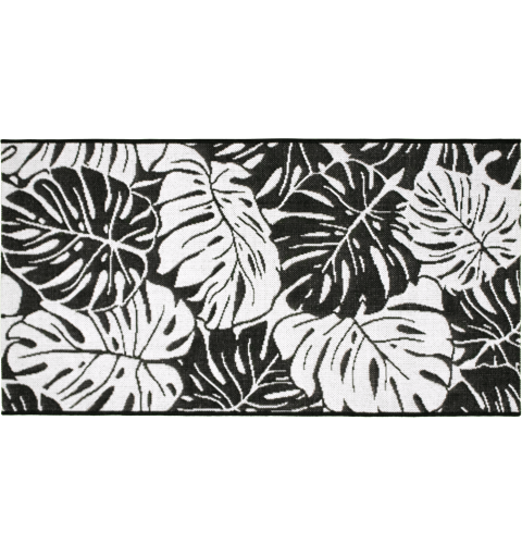 Dywan zewnętrzny Jawa 1 czarno biały liście