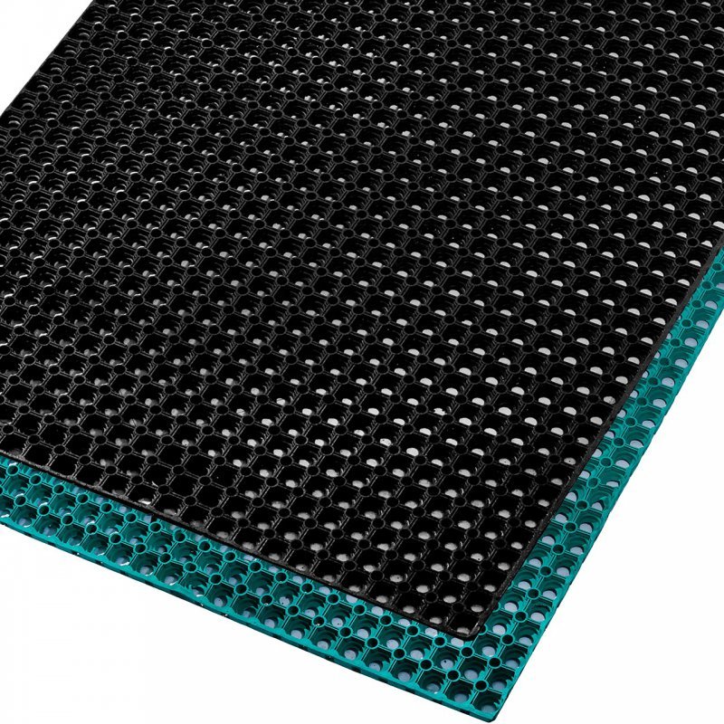 Surplus rubber mat for playgrounds and outdoor gyms hic 300 cm green anb black color 100x150 cm sizes