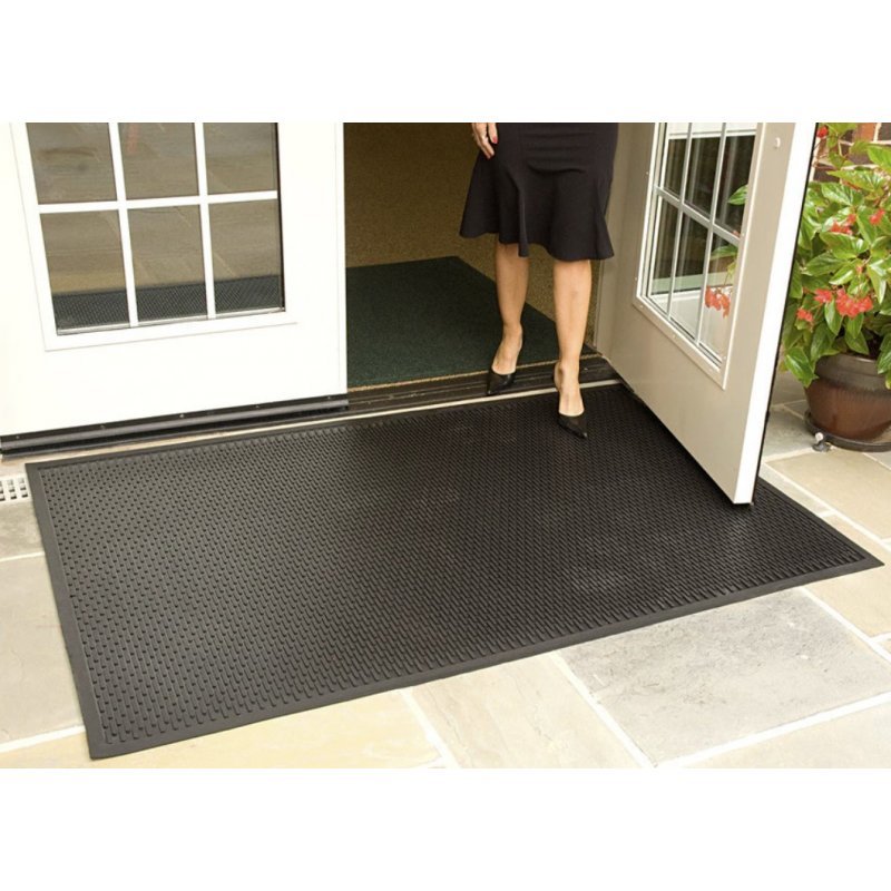 Area rubber doormat 120x180 cm black solid mat 6 mm